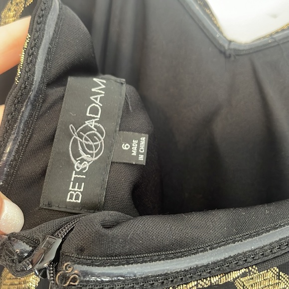 Betsy & Adam black and gold beaded strapless gown - Picture 8 of 8